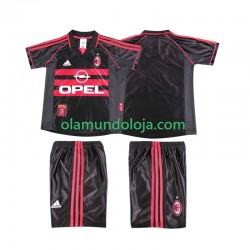 Camisola AC Milan Retro Criança Equipamento Terceiro 1998 1999 Manga Curta